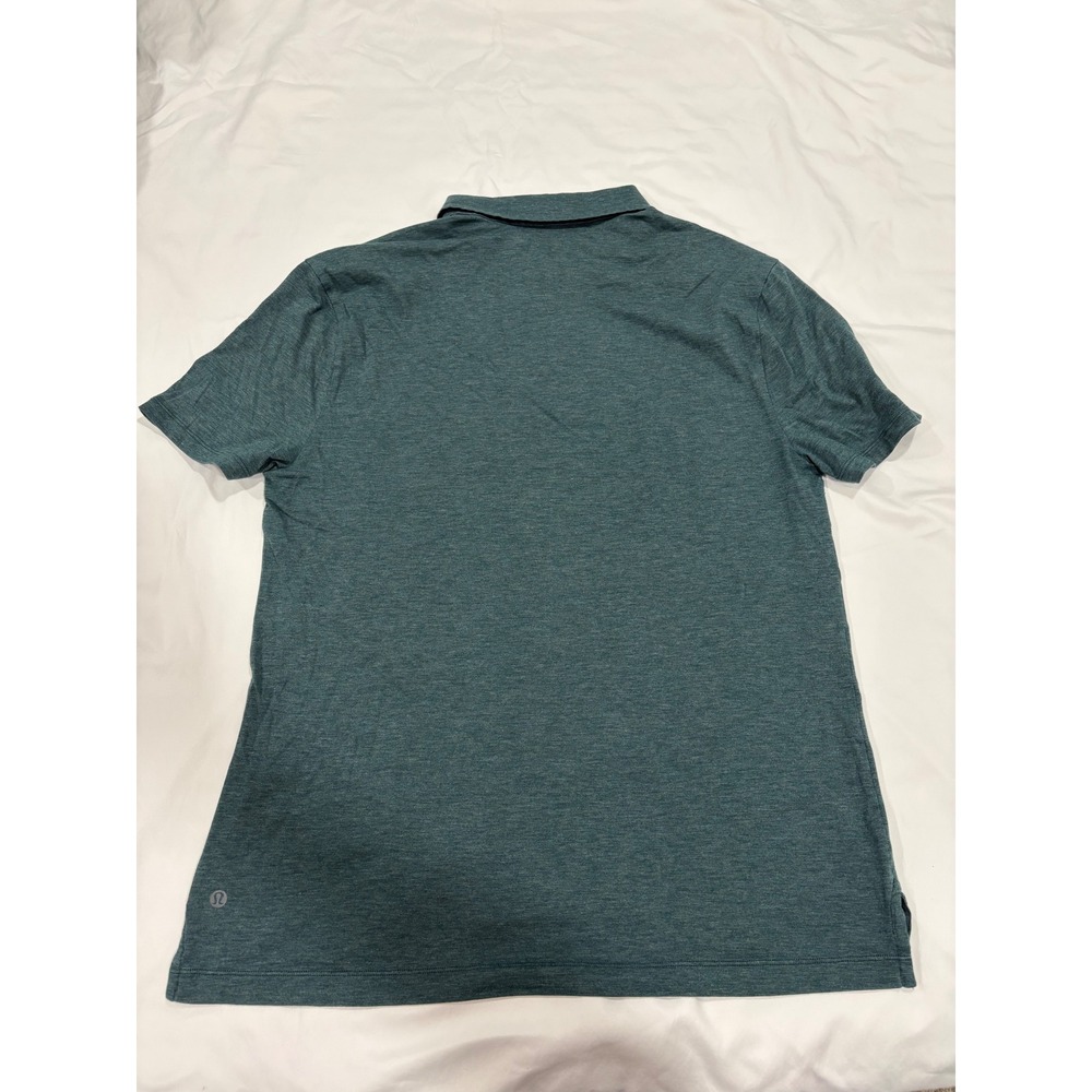 Lululemon Men's Polo Short Sleeve Shirt Collared Green Heather Teal Size Medium - Picture 4 of 5